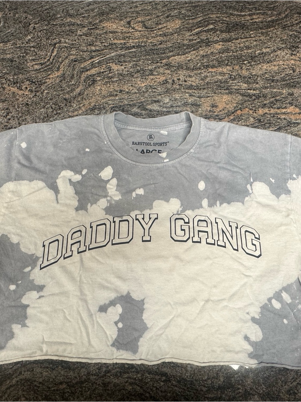 Barstool Sports Daddy Gang Tie-Dye Crop Tee - Gray & White